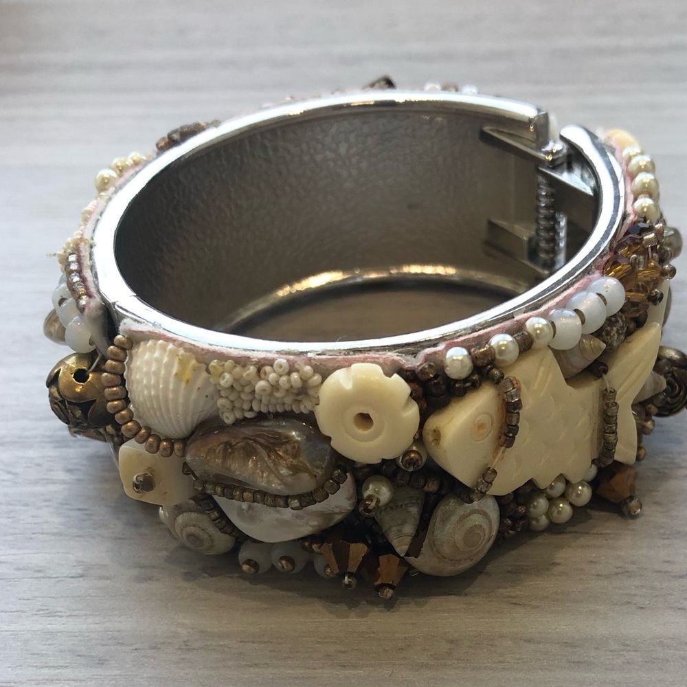 Vintage beaded shell bangle